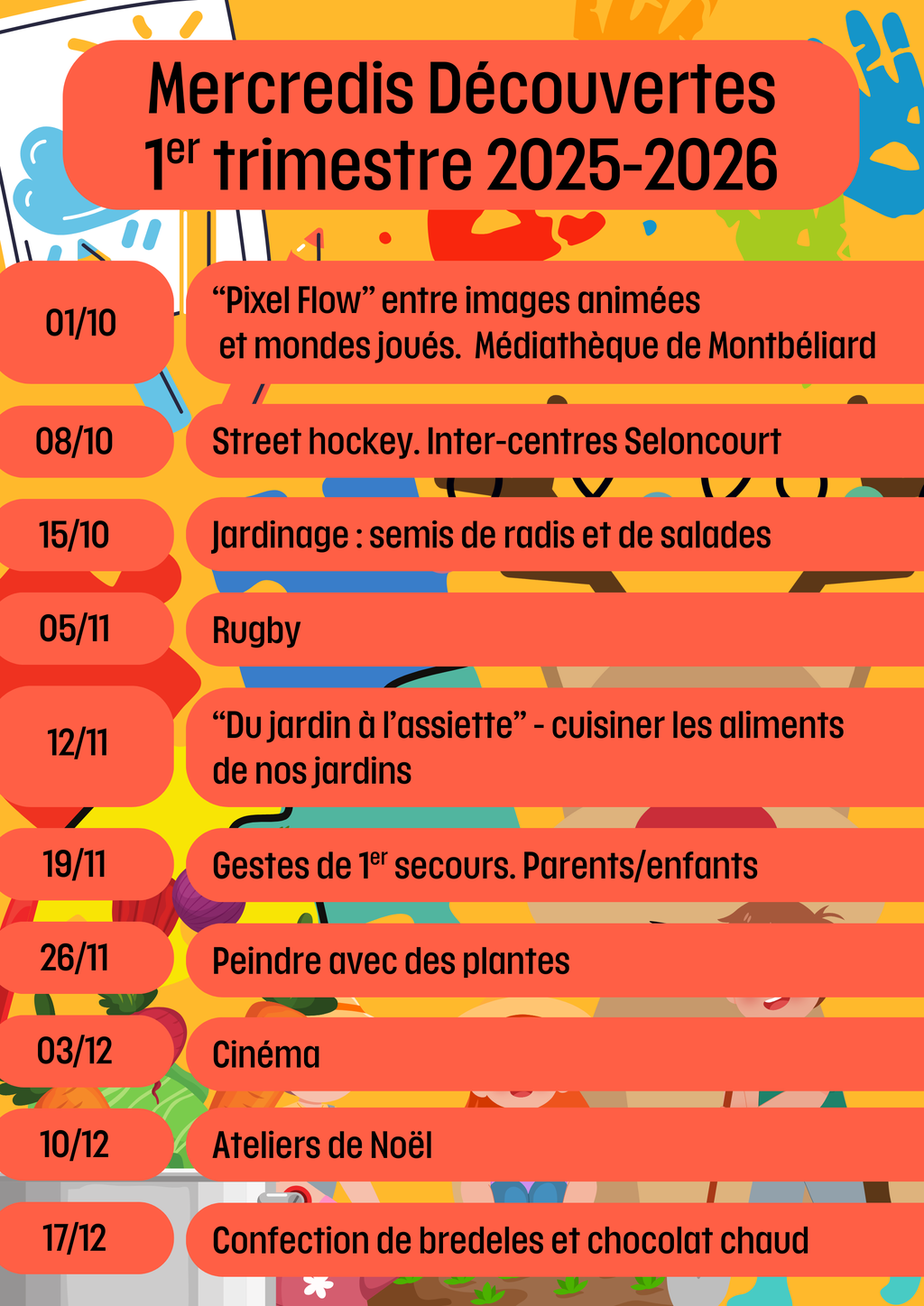 Planning Mercredis Découvertes 1er trimestre
