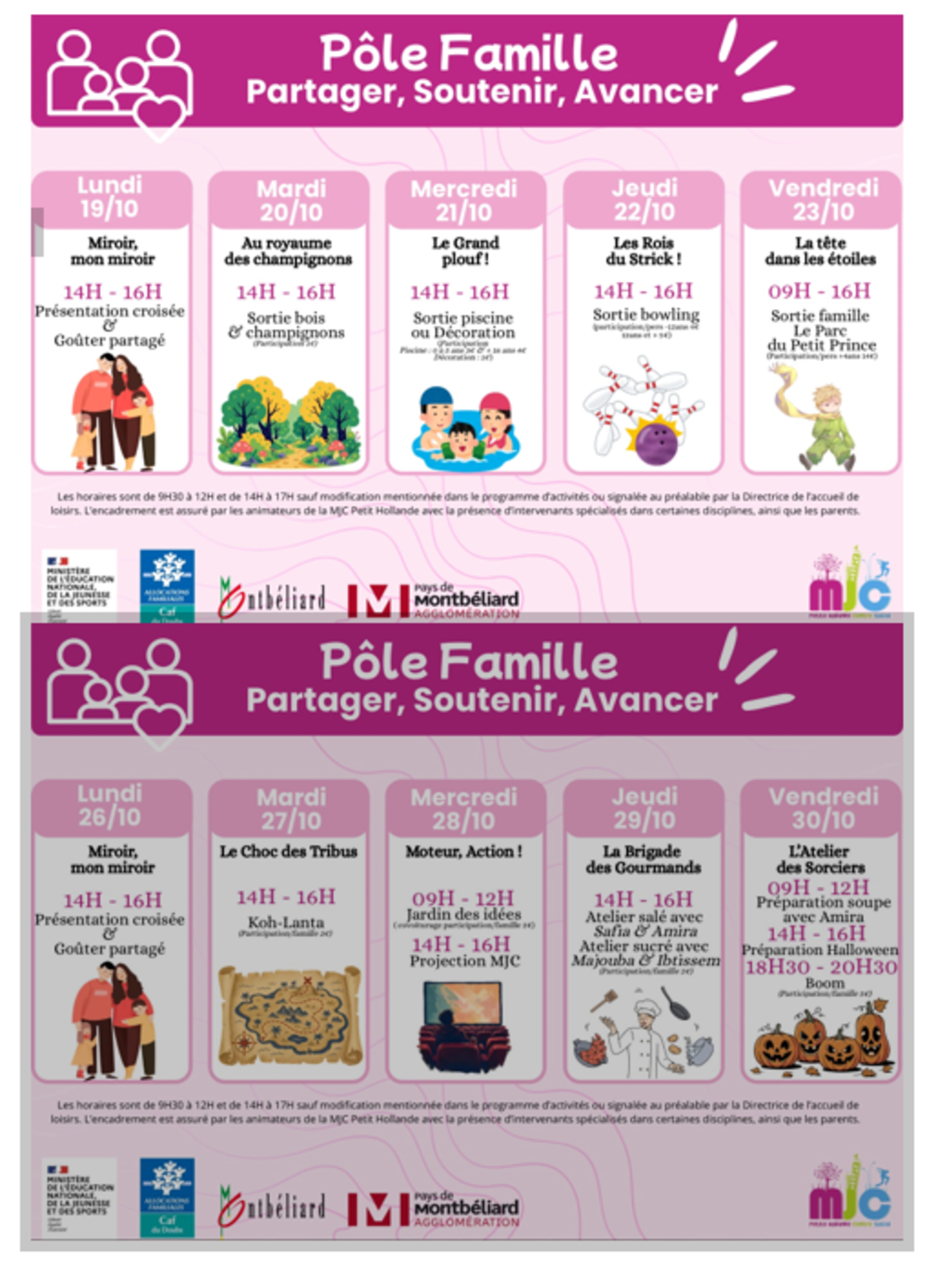Programme des Vacances Familles du mois d'Octobre ! 